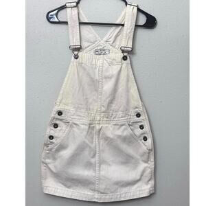 Free People Overall Mini Dress W 26 Cream Pinafore Adjustable Straps Boho Grunge